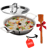 GEMMA Triply Stainless Steel Non Stick kadai with lid 3.5 LTR with Heavy Bottom